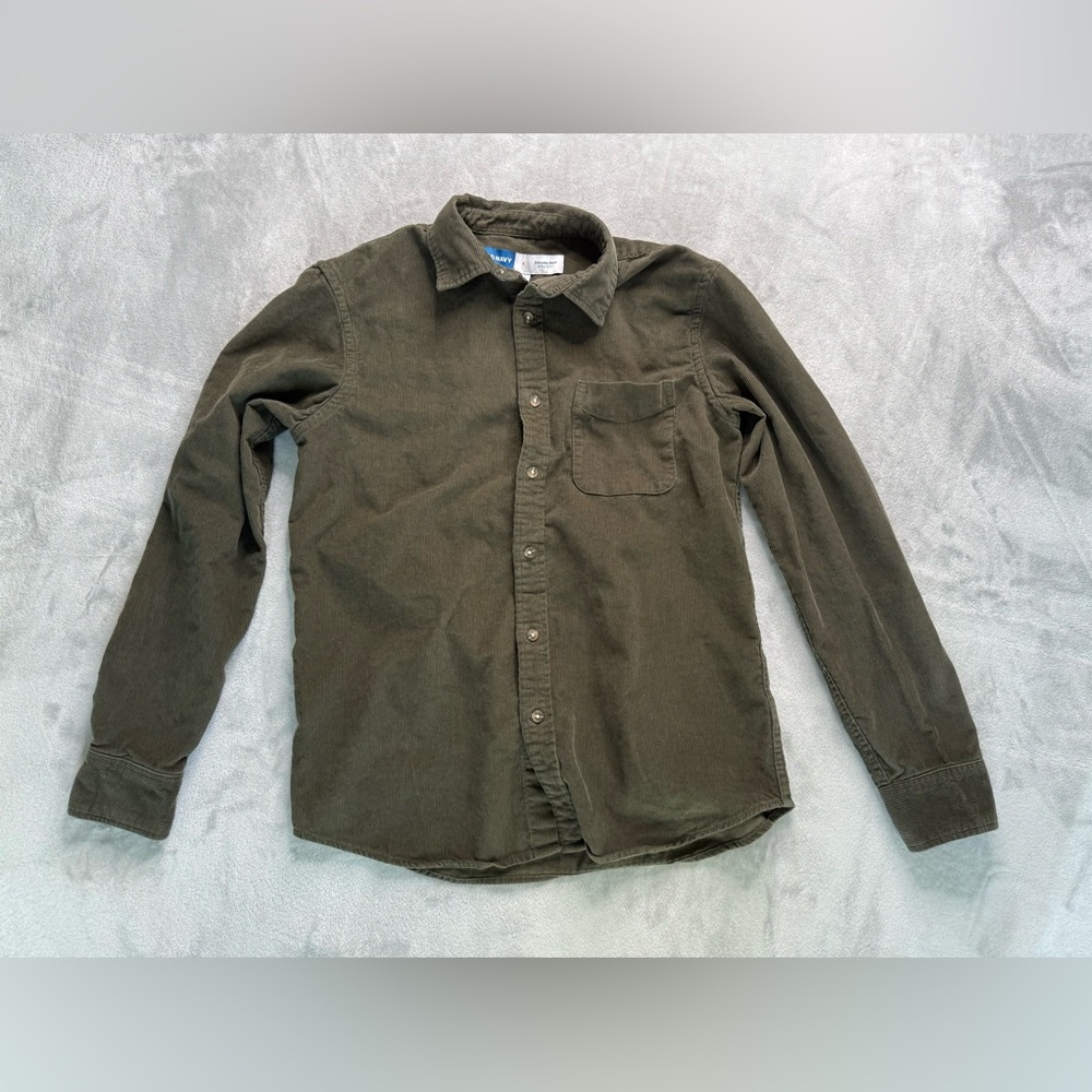 Old Navy Olive Green Textured Button-Up Shirt